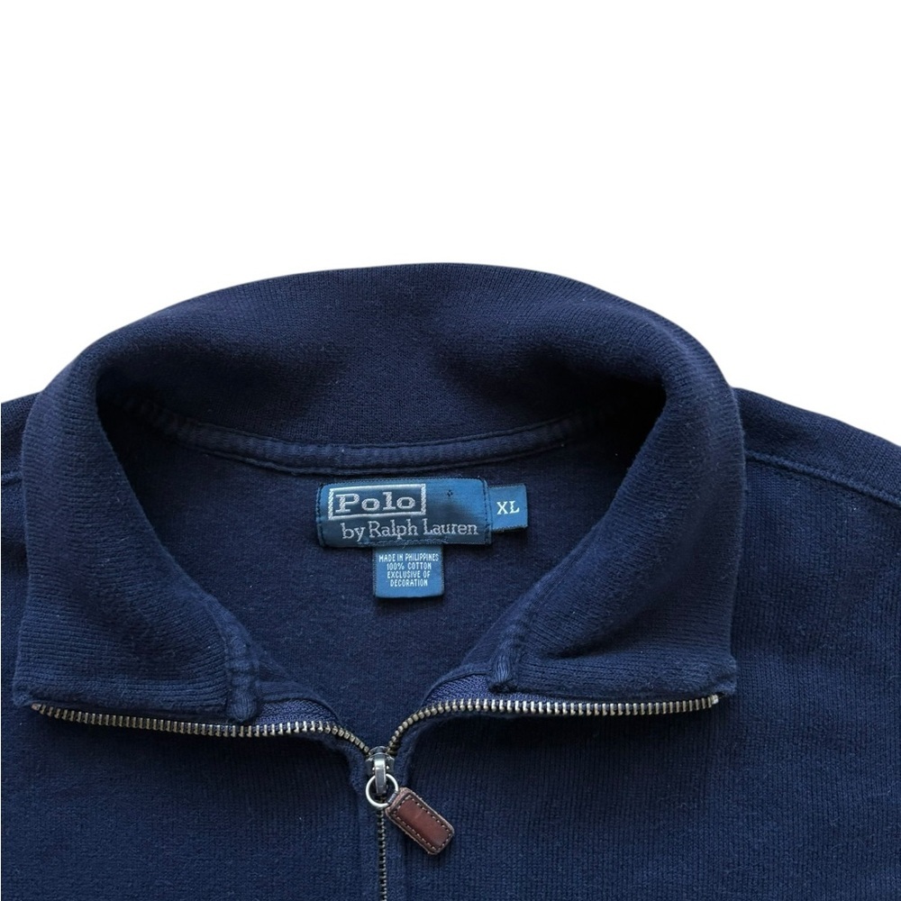 Vintage 90s Navy Blue Polo Ralph Lauren Full Zip Sweater XL Red Pony - Picture 4 of 7